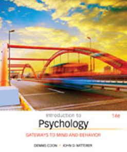 Test Bank for Introduction to Psychology: Gateways to Mind and Behavior, 14th Edition, Dennis Coon