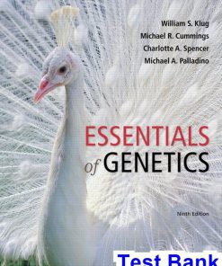 Essentials of Genetics 9th Edition Klug Test Bank