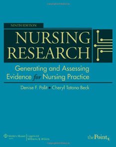 Test Bank For Nursing Research: Generating and Assessing Evidence for Nursing Practice, 9th edition: Denise F. Polit