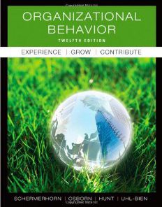 Test Bank for Organizational Behavior, 12 Edition : John R. Schermerhorn