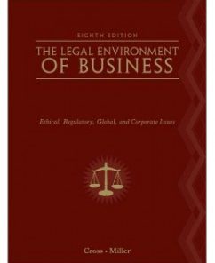 Test Bank for The Legal Environment of Business, 8th Edition: Frank B. Cross