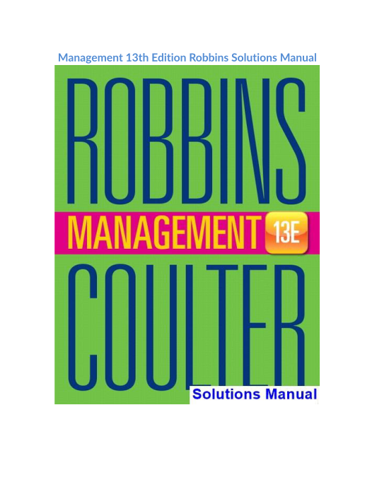 Management 13th Edition Robbins Solutions Manual