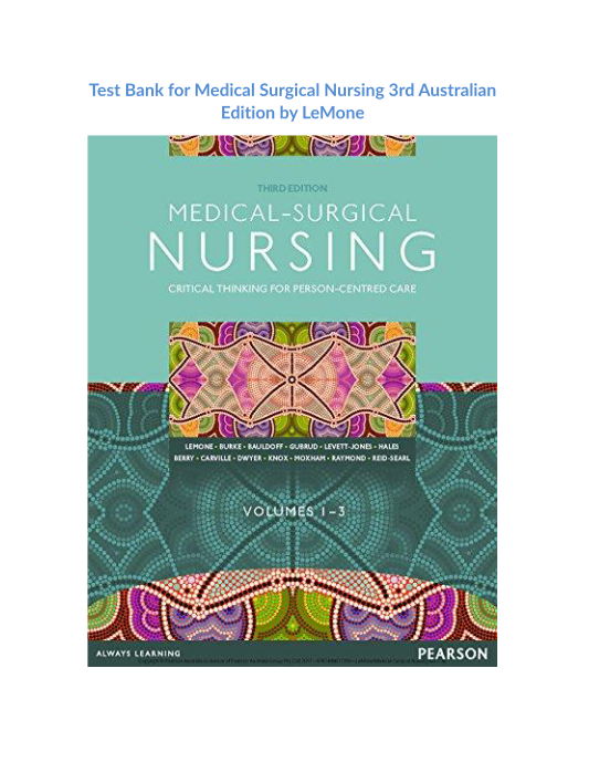 Test Bank for Medical Surgical Nursing 3rd Australian Edition