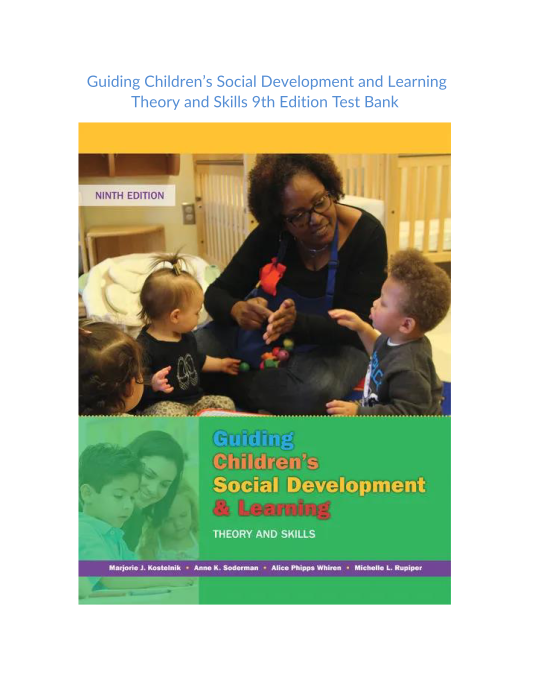 Test Bank and Solution Manual for Guiding Childrens Social Development and Learning Theory and Skills 9th Edition