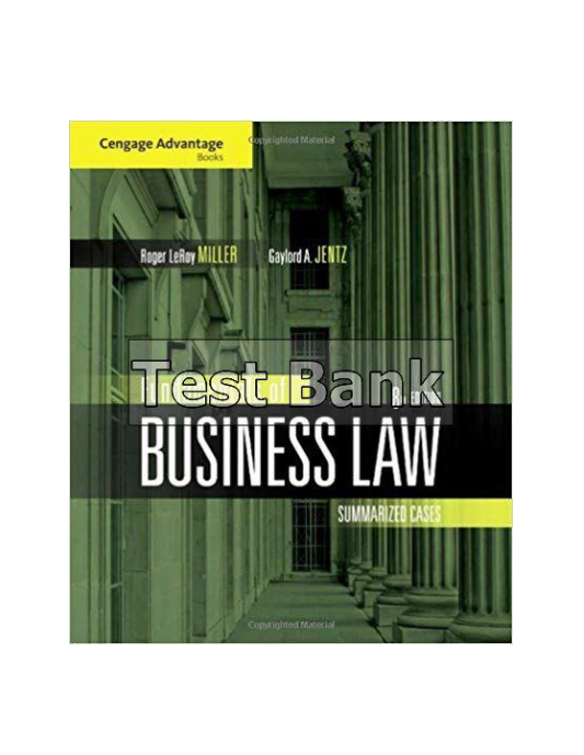 Fundamentals of Business Law Summarized Cases 8th Edition Miller Test Bank