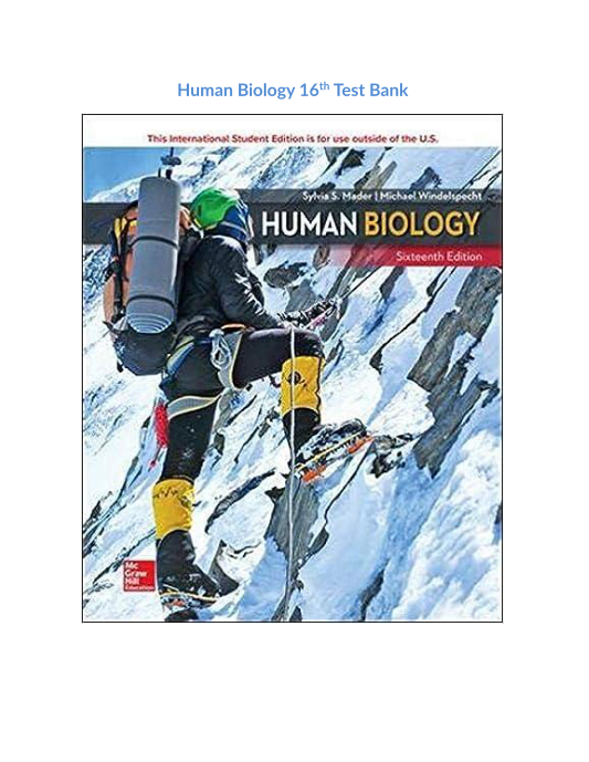 Test Bank For Human Biology 16th Edition