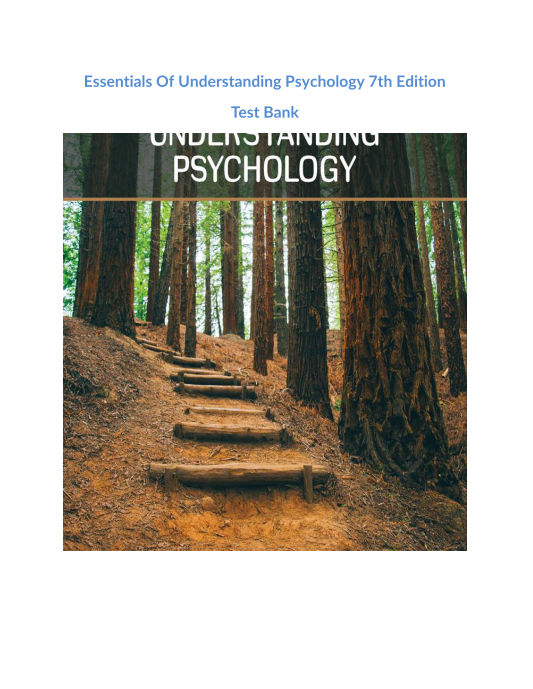 Essentials Of Understanding Psychology 7th Edition Test Bank