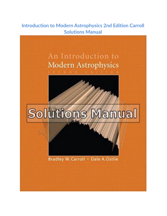 Introduction to Modern Astrophysics 2nd Edition Carroll Solutions Manual