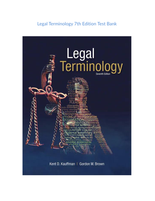 Test Bank and Solution Manual for Legal Terminology 7th Edition 