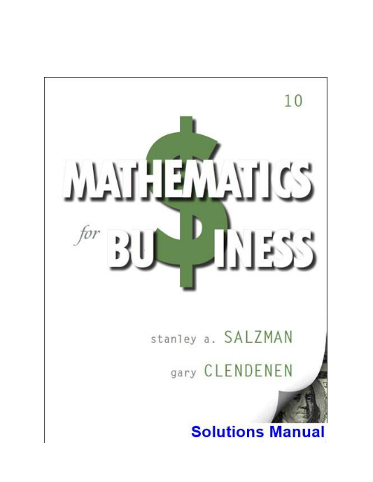 Mathematics for Business 10th Edition Salzman Solutions Manual