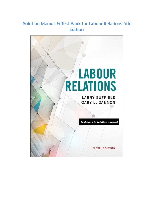 Solution Manual & Test Bank for Labour Relations 5th Edition