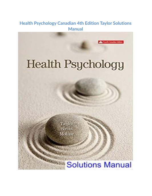 Health Psychology Canadian 4th Edition Taylor Solutions Manual