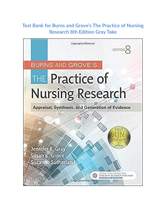 Test Bank for Burns and Groves The Practice of Nursing Research 8th Edition