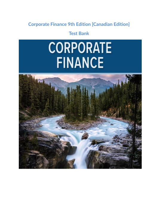 Corporate Finance 9th Edition [Canadian Edition] Test Bank