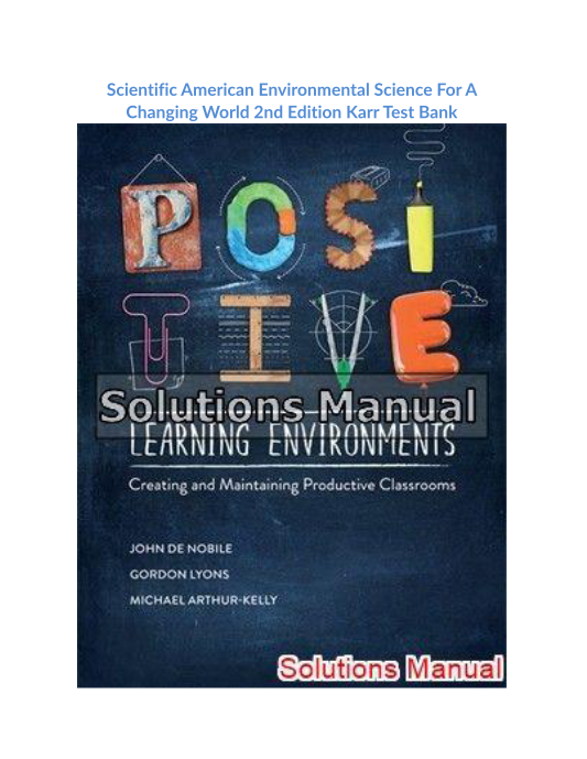 Scientific American Environmental Science For A Changing World 2nd Edition Karr Test Bank