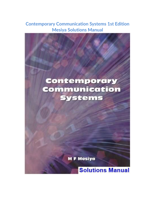 Contemporary Communication Systems 1st Edition Mesiya Solutions Manual