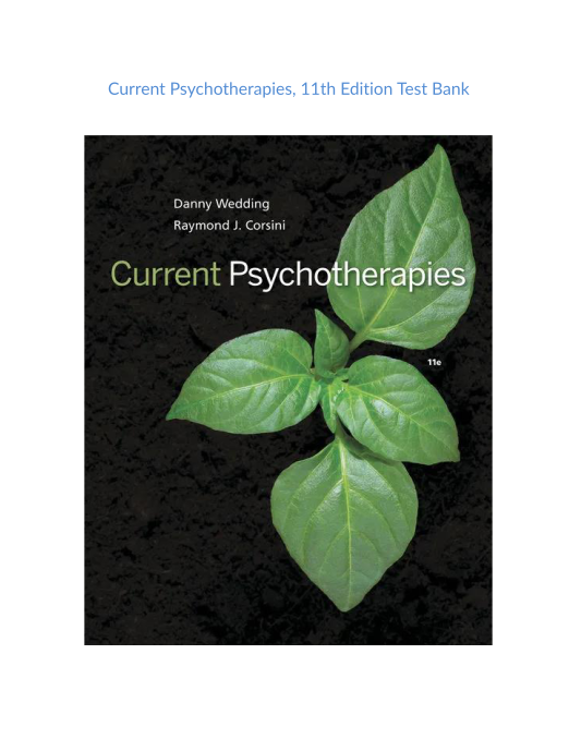 Test Bank and Solution Manual for Current Psychotherapies 11th Edition