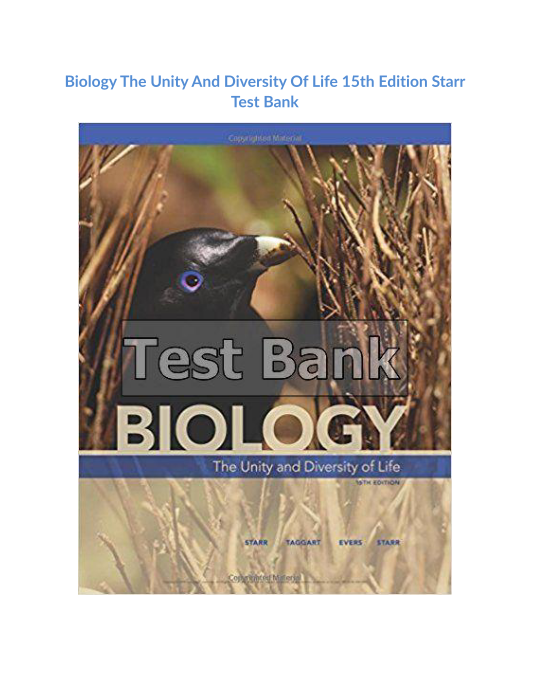 Biology The Unity And Diversity Of Life 15th Edition Starr Test Bank