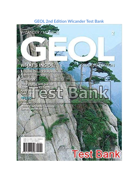 GEOL 2nd Edition Wicander Test Bank