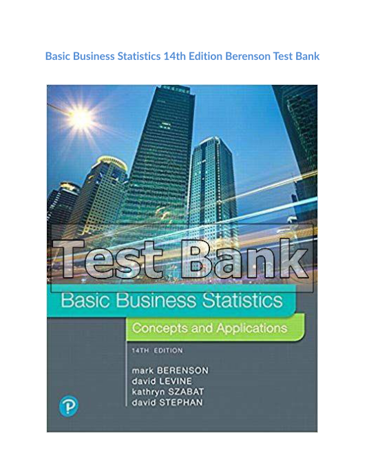 Basic Business Statistics 14th Edition Berenson Test Bank