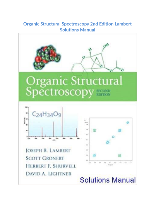 Organic Structural Spectroscopy 2nd Edition Lambert Solutions Manual