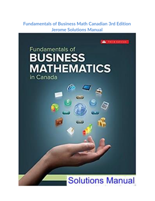 Fundamentals of Business Math Canadian 3rd Edition Jerome Solutions Manual