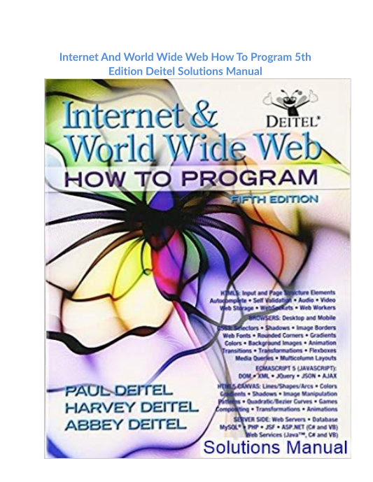 Internet And World Wide Web How To Program 5th Edition Deitel Solutions Manual