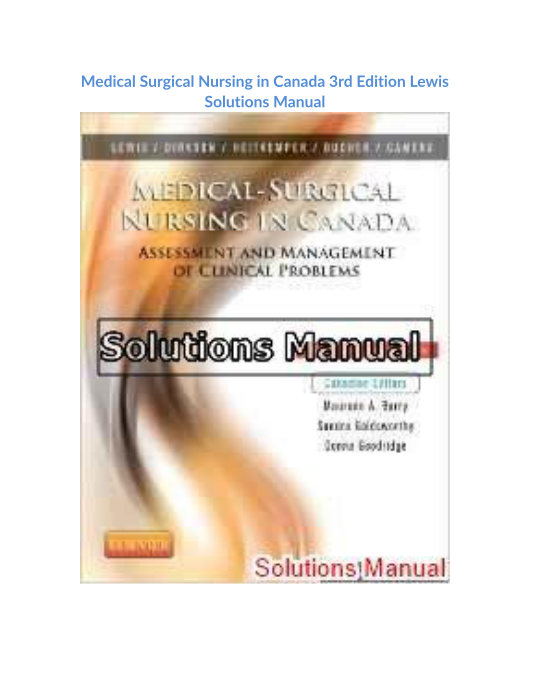 Medical Surgical Nursing in Canada 3rd Edition Lewis Solutions Manual