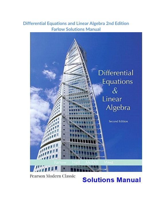 Differential Equations and Linear Algebra 2nd Edition Farlow Solutions Manual