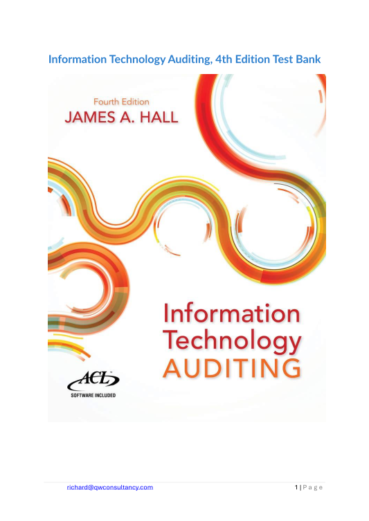 Information Technology Auditing 4th Edition Test Bank