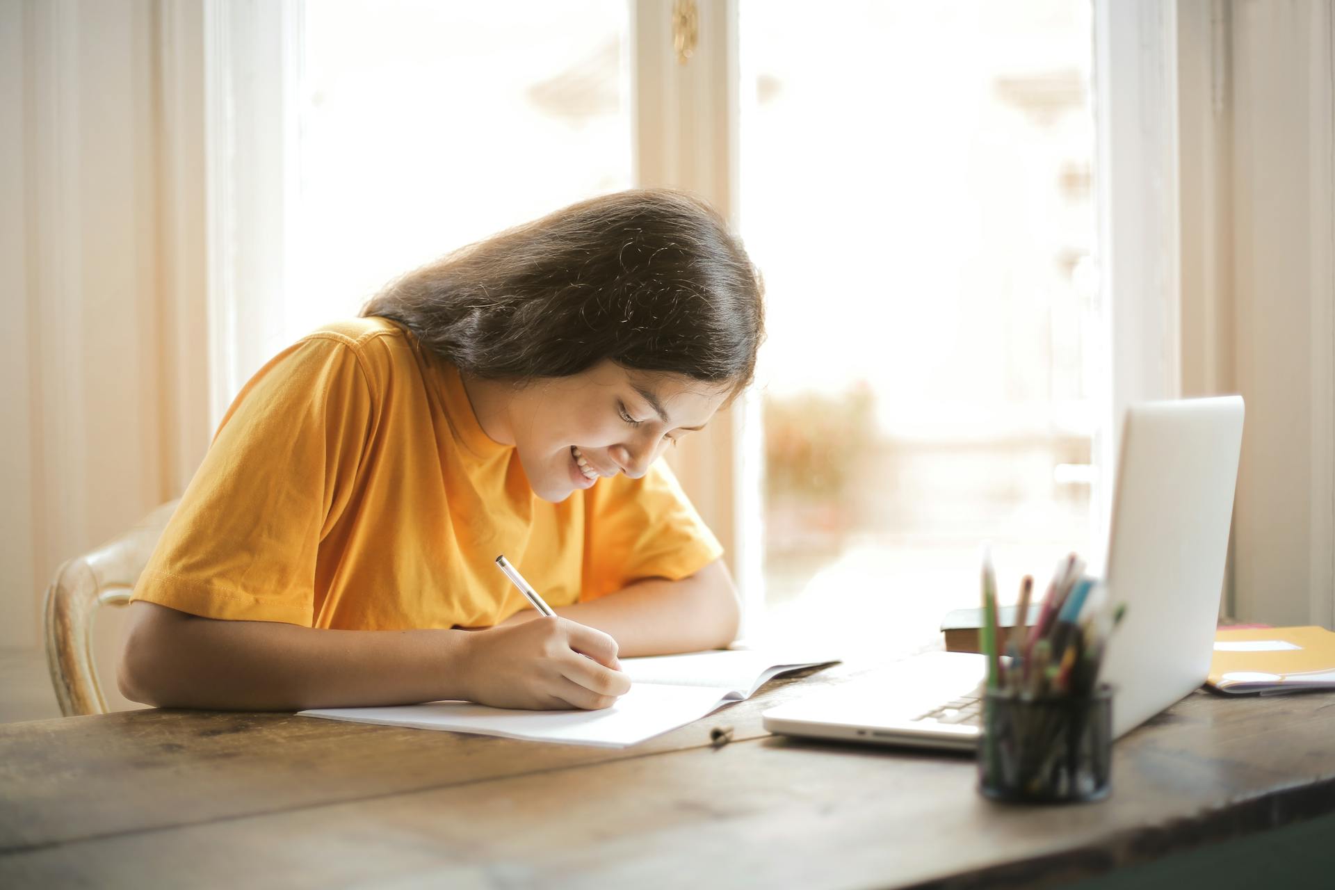 student taking an exam