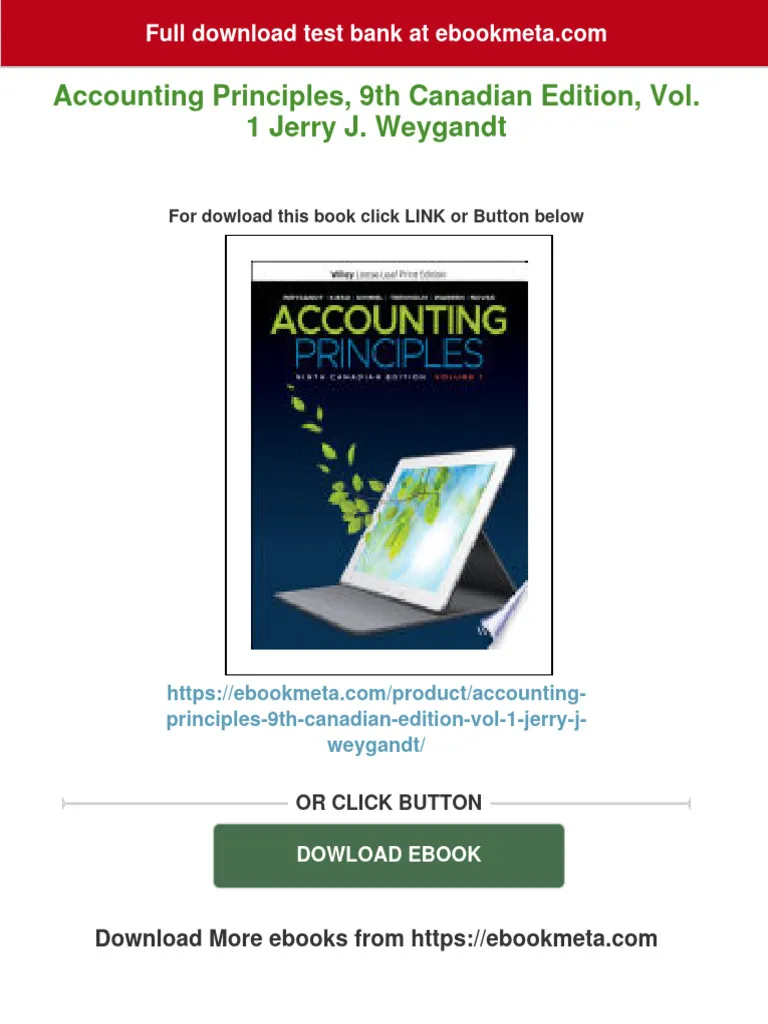 Accounting Principles, Volume 1, 9th Canadian Edition Jerry J. Weygandt Solution Manual